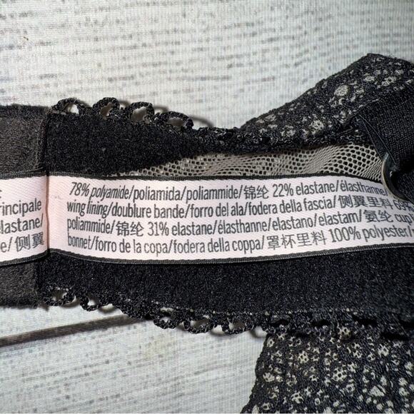 Victoria's Secret Dream Angels Push Up Bra  Black Lace / Taupe  Size 34D - Picture 6 of 6